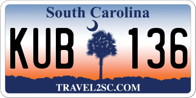 SC license plate KUB136
