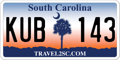 SC license plate KUB143