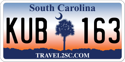 SC license plate KUB163