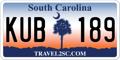SC license plate KUB189