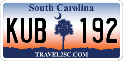 SC license plate KUB192