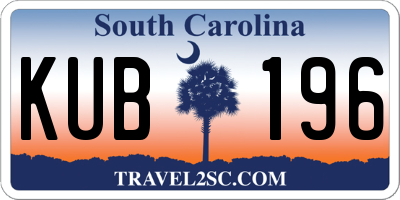 SC license plate KUB196