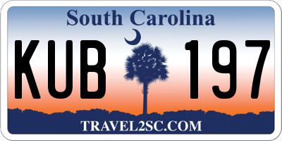 SC license plate KUB197