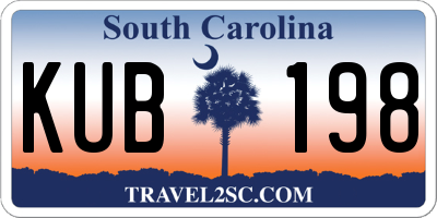 SC license plate KUB198