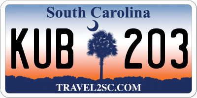 SC license plate KUB203