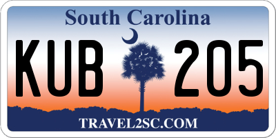 SC license plate KUB205