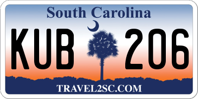 SC license plate KUB206
