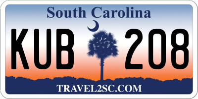 SC license plate KUB208