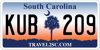 SC license plate KUB209