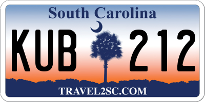 SC license plate KUB212