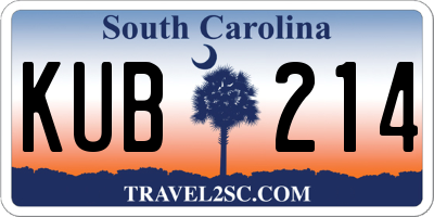 SC license plate KUB214