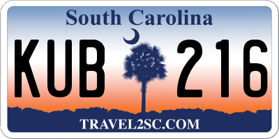 SC license plate KUB216