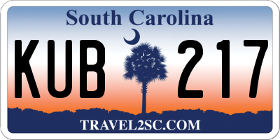SC license plate KUB217