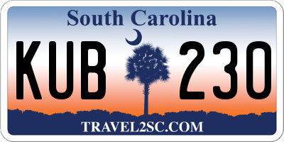 SC license plate KUB230
