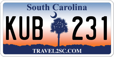 SC license plate KUB231