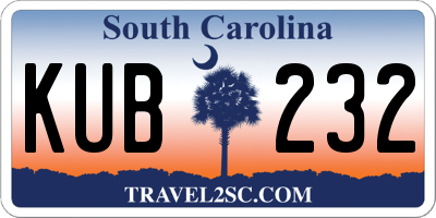 SC license plate KUB232