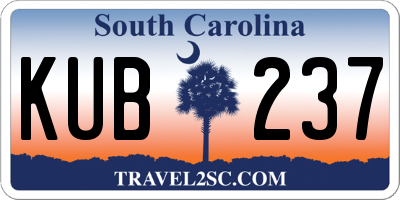 SC license plate KUB237
