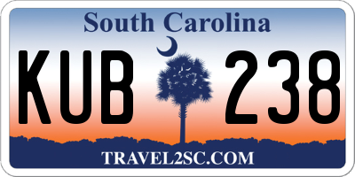 SC license plate KUB238