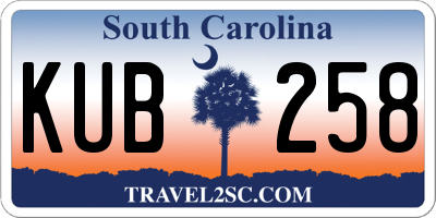 SC license plate KUB258