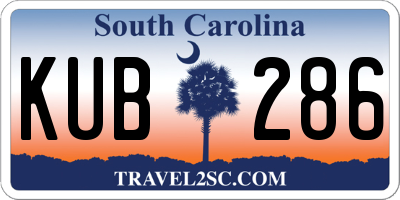 SC license plate KUB286