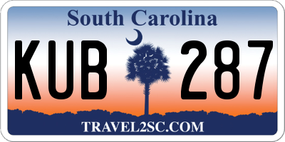SC license plate KUB287