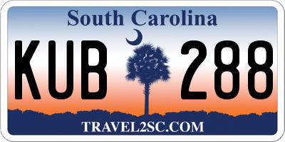 SC license plate KUB288