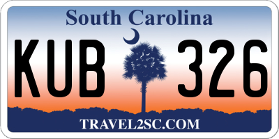 SC license plate KUB326