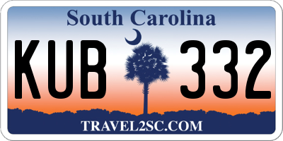 SC license plate KUB332
