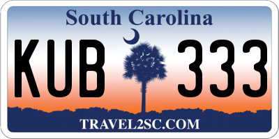 SC license plate KUB333