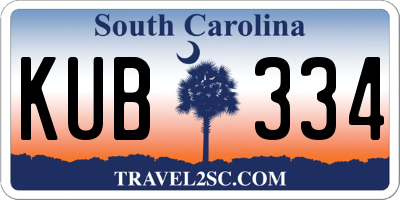 SC license plate KUB334