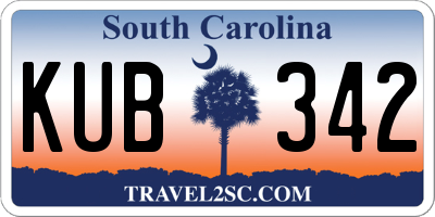 SC license plate KUB342