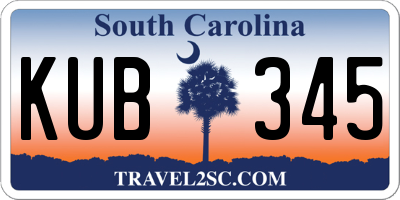 SC license plate KUB345