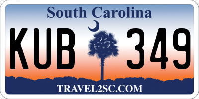 SC license plate KUB349