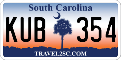 SC license plate KUB354