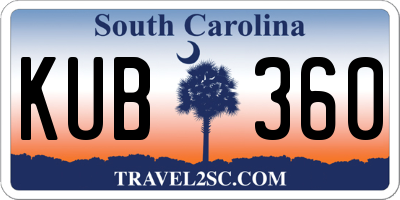 SC license plate KUB360