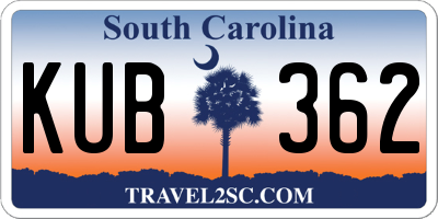 SC license plate KUB362