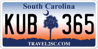SC license plate KUB365