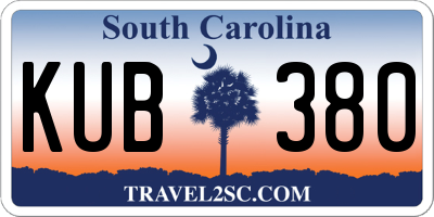 SC license plate KUB380