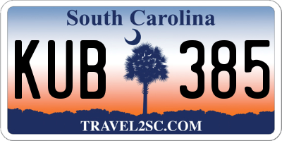 SC license plate KUB385