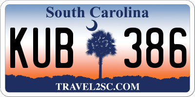 SC license plate KUB386