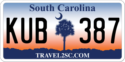 SC license plate KUB387