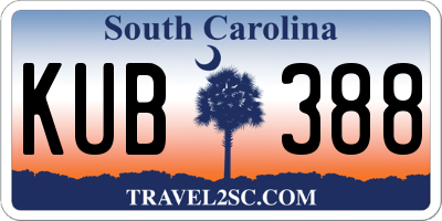 SC license plate KUB388