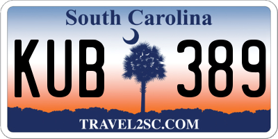 SC license plate KUB389