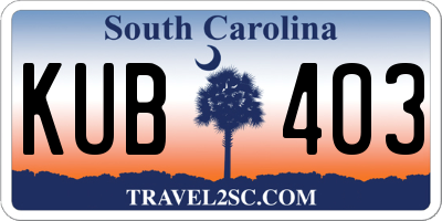 SC license plate KUB403