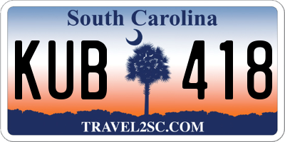 SC license plate KUB418