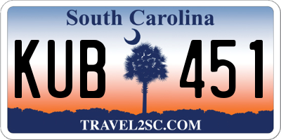SC license plate KUB451