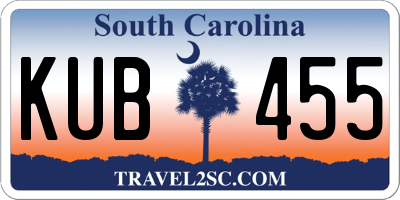 SC license plate KUB455