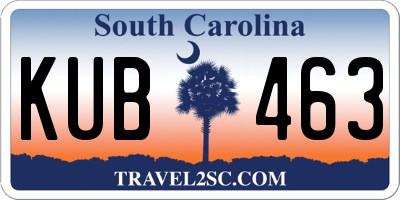 SC license plate KUB463