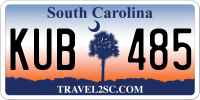 SC license plate KUB485