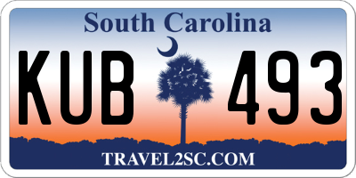 SC license plate KUB493
